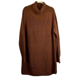 Fashion Nova cowl neck long sleeve sweater dress Sz 3XL brown